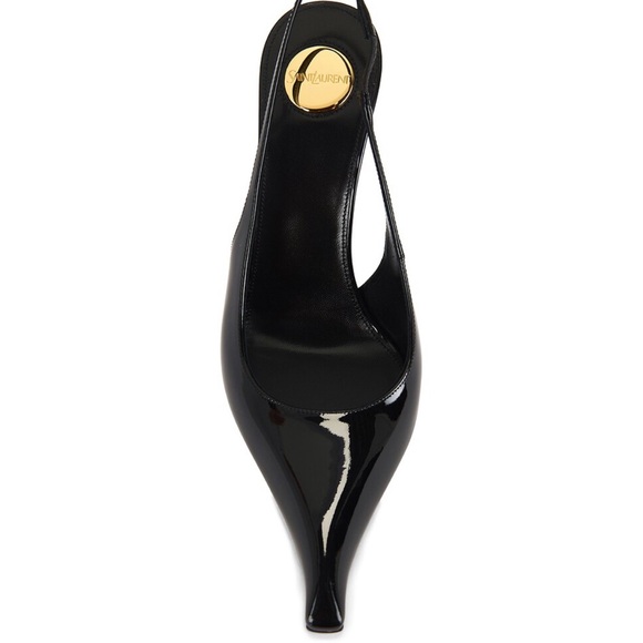 Saint Laurent Miller Patent Leather Acrylic Wedge Pumps in Nero Black Size 39 - Picture 4 of 16